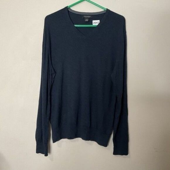 Banana Republic Silk/Cotton/Cashmere V-Neck Preppy Sweater Men Size L Blue - Picture 1 of 10